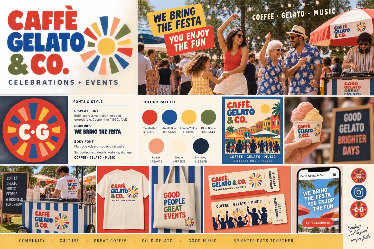 We bring the festa. You enjoy the fun. Families celebrating with music at an outdoor Italian festa